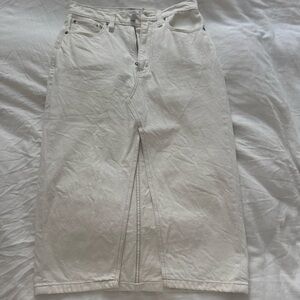 Abercrombie White Denim Midi Skirt